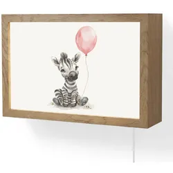 WANDLEUCHTE Zebra - Baby - Tiere - Rosa Luftballon LED 30x20 cm Wandlampe