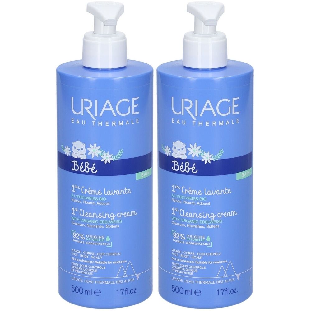 Uriage Baby 1st Cleansing Cream with Organic Edelweiss x2 2x500 ml Kombipackung
