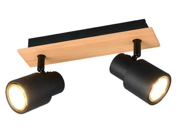 Pierre Deckenleuchte, Spot-Design, Holzschwarz, 2-flammig GU10, 15 cm Höhe