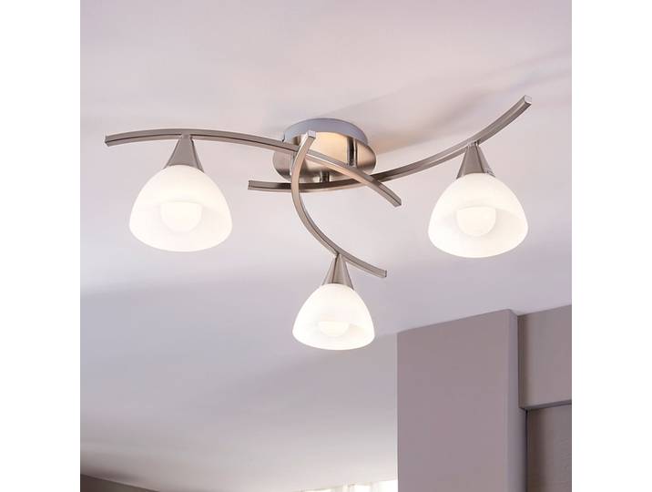 Della 3 Deckenleuchte Nickel - Lindby - Wohnzimmer - Modern - Glas - Mehrflammig