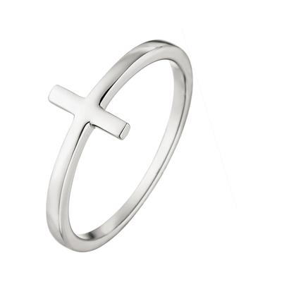 Goldring JOBO "Kreuzring" Gr. 60, weiß (weißgold 375), Fingerringe, Damen, 60, Weißgold 375, Goldring, 375 Weißgold