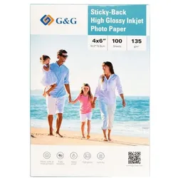 G&G Selbstklebendes Fotopapier »High Glossy Inkjet« 10,2 x 15,2 cm 135 g/m2 100 Blat weiß