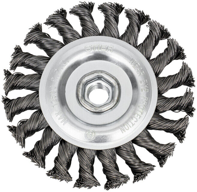 Brosse circulaire STIER Ø 115 mm, M14, 0,5 mm, torsadée, acier (903768)