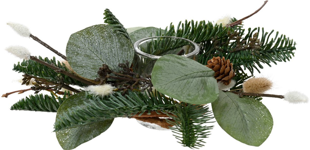 Decoris Theelichthouder kerstgroen