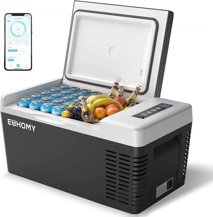 Kompressor Kühlbox 18L, Auto-Kühlschrank -20?20?, Tragbarer Kühlschrank 12/24V DC 100-240V AC, Tragbarer Gefrierschrank mit WiFi-APP-Steuerung für Camping, Reisen, Boot