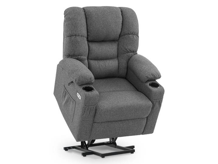 MCombo Fauteuil relax releveur électrique 3 moteurs réglables séparément 7550DE (tissu gris)