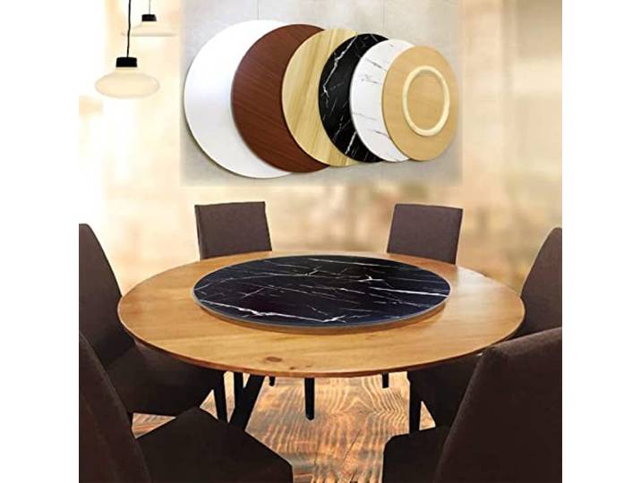 Runder Tisch-Drehteller Küchen Drehscheibe - Lazy Susan Drehteller Servierplatte Aus Holz, 360° Müheloses Rotieren, 50-100cm Großer Esstisch Drehplatte, Esstisch Drehbares Serviertablett ( Color : Bla