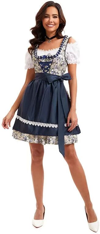 INF Oktoberfest Dirndl Kostüm: Bayerisches Bier Mädchen Outfit mit Blumendruck S