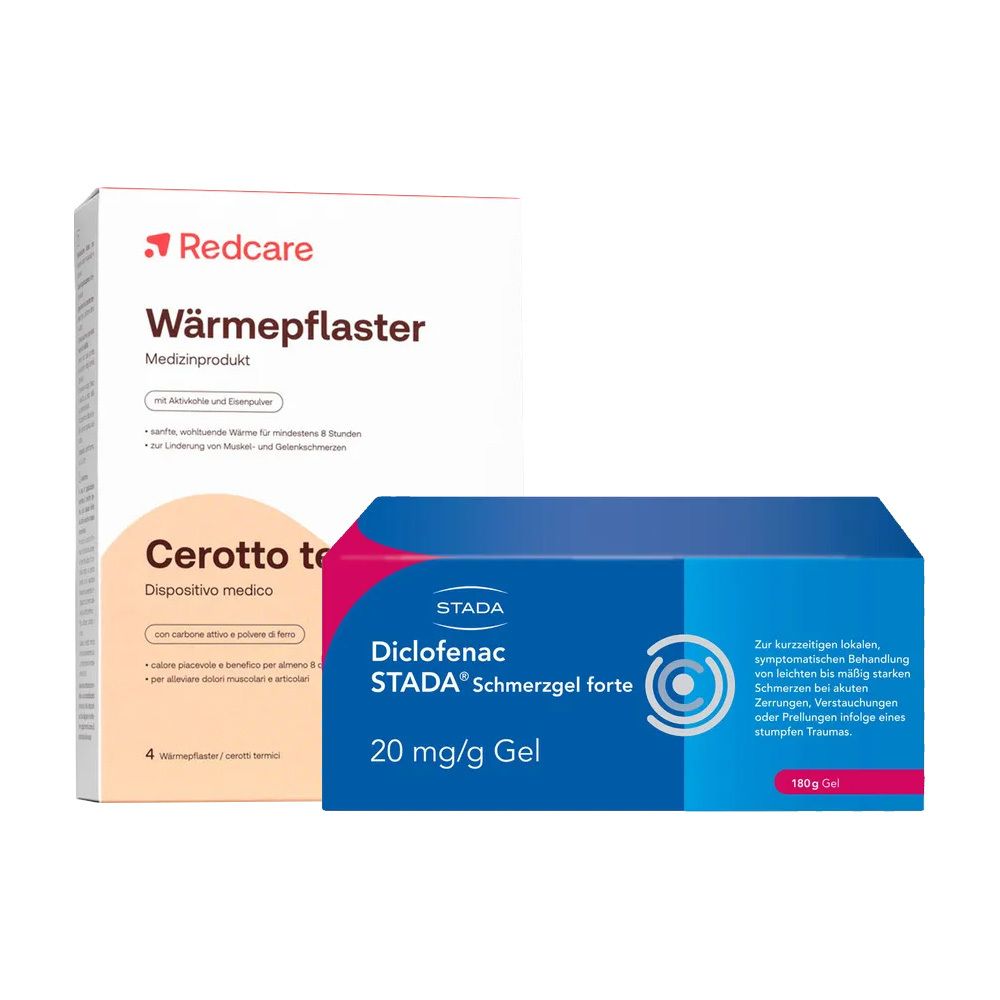 Wärmepflaster RedCare 9,5x13 cm & Diclofenac Stada Schmerzgel forte 20 mg/g 1 St
