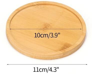 Uplift Picks Mini Bamboo Tray Coaster Wood Saucer For Coffee Cups And Flower Pots round 11 Cm