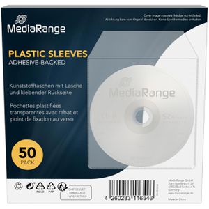 MediaRange CD-Hüllen BOX164, 124 x 124 mm, selbstklebend, Kunststofftasche, transparent, für je 1 Disc, 50 Stück