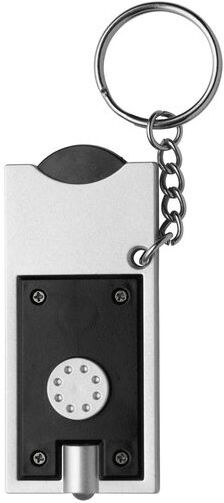 Porte-clés publicitaire lanière polyester métal polystyrène (PS) noir