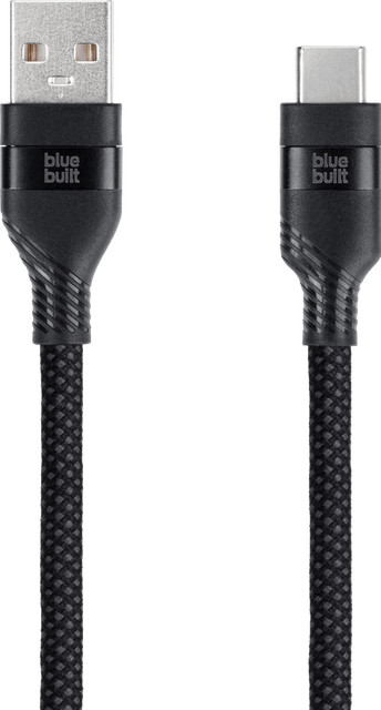 BlueBuilt USB A naar USB C kabel, 1,5m, Nylon, Zwart