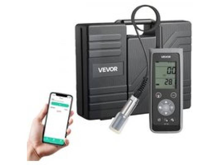 VEVOR Compteur d'Oxygène Dissous Plage de Mesure 0,0-50,0 mg/L, Kit de Test d'Oxygène Dissous Portable avec Câble d'Électrode 4 m, Transfert de Données Bluetooth/USB, Stockage de 750 Données, Bassin