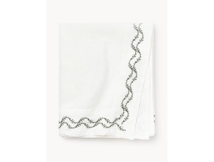 Nappe en lin délavé avec broderie faite main Ivy
