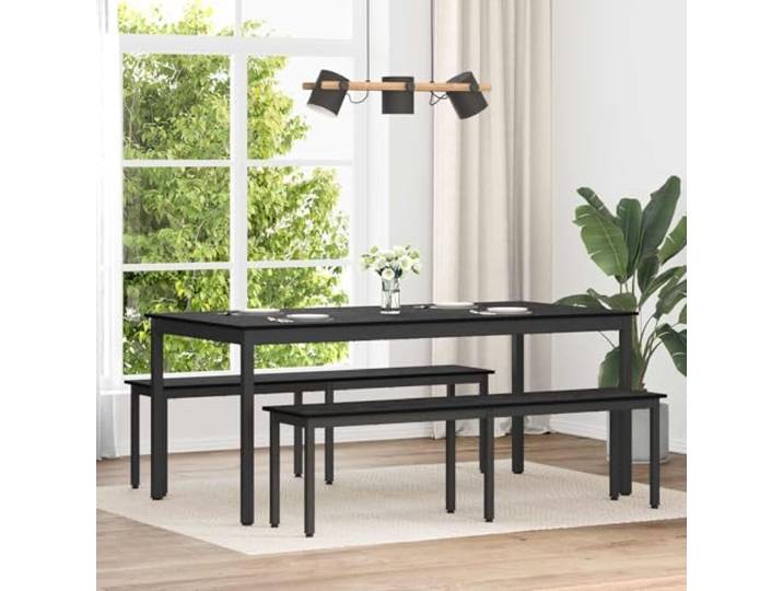 Sitzbank Schwarz Eichen-Optik 160x35x45 cm Holzwerkstoff mit Metallbeinen Stabile Metallbeine, rechteckige Form, glatte Oberfläche, pflegeleicht, für Esszimmer und Wohnzimmer
