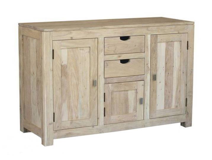 Sideboard Akazie 130x45x85 white stone getüncht  NATURE WHITE #86