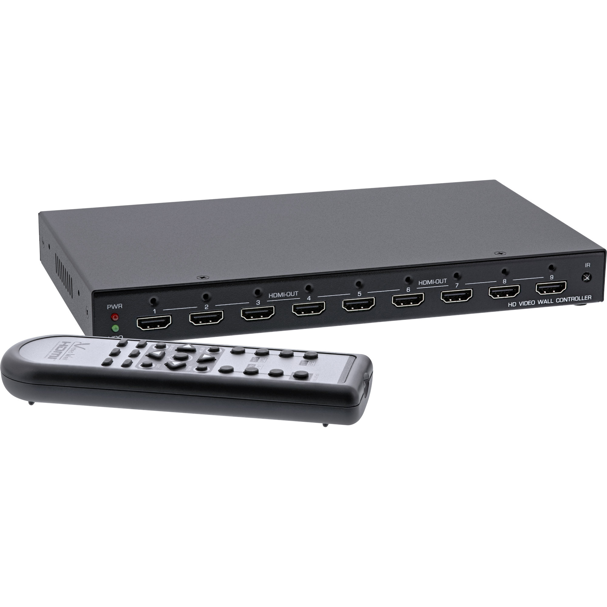 InLine HDMI Videowand Verteiler 1 auf 9, Full-HD, Schwarz, 1080p, 143 mm, 238 mm, 26 mm, 851 g