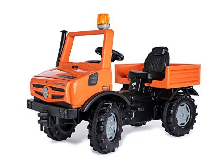 Rolly Toys Unimog Service Tretauto ab 3 Jahren Auto zum selber fahren mit Flüsterlaufreifen und Blinklicht Tretfahrzeug, Tretauto ab 3, 038237