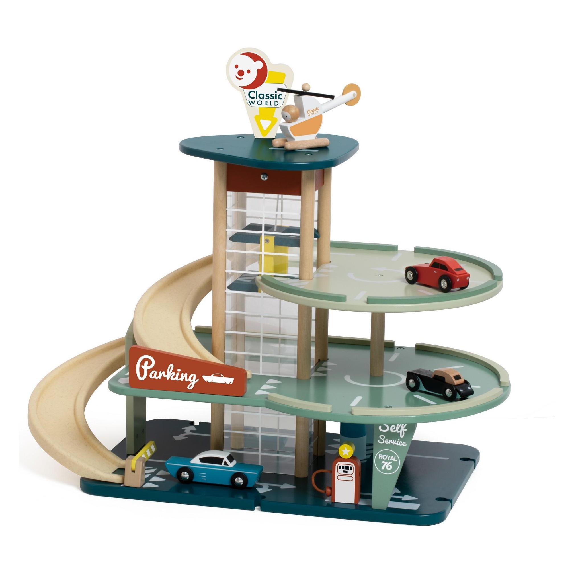 Classic World Vintage-Holzgarage mit Autos (MCU50614)