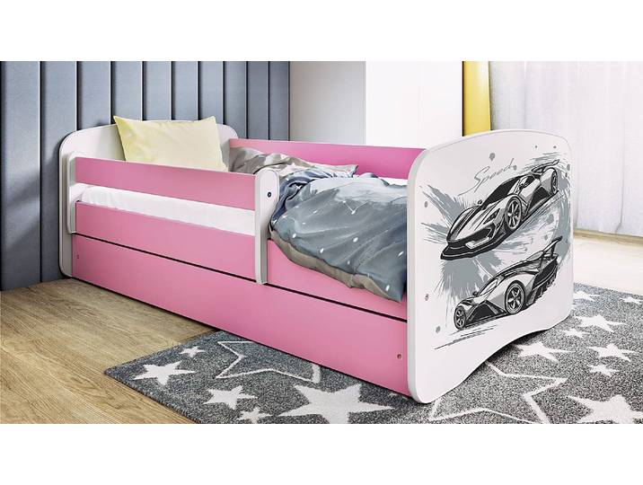 Einzelbett - Auto 80 x 160cm mit Lattenrost Pink/Rosa