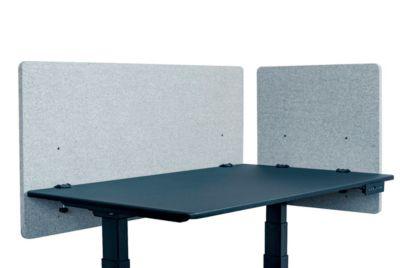 Schreibtisch-Trennwand Luxor, Klammerbefestigung, Schalldämpfung bis 85 %, ca. 3 kg, B 600 x T 20 x H 600 mm, PET & Stahl, hellgrau