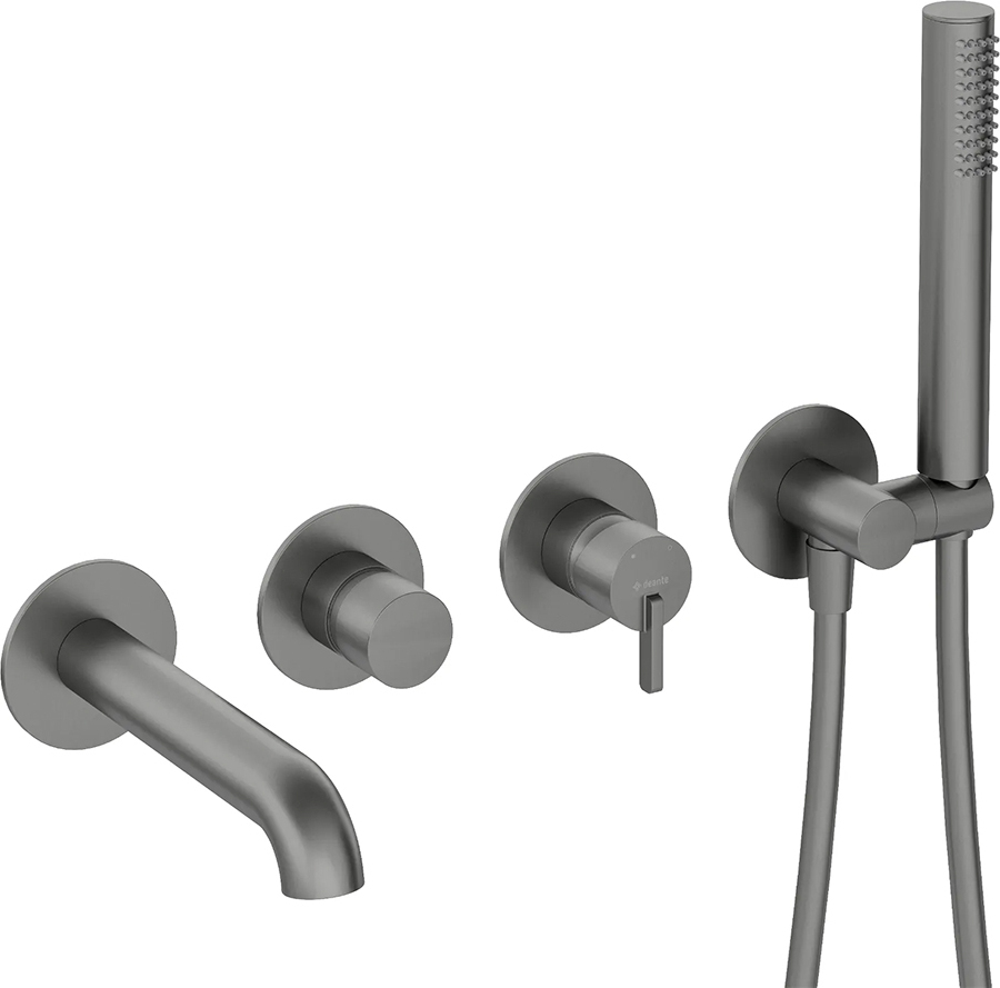 Wannenarmatur, 4 Löcher, Unterputzmontage, Titanium, SILIA-30
