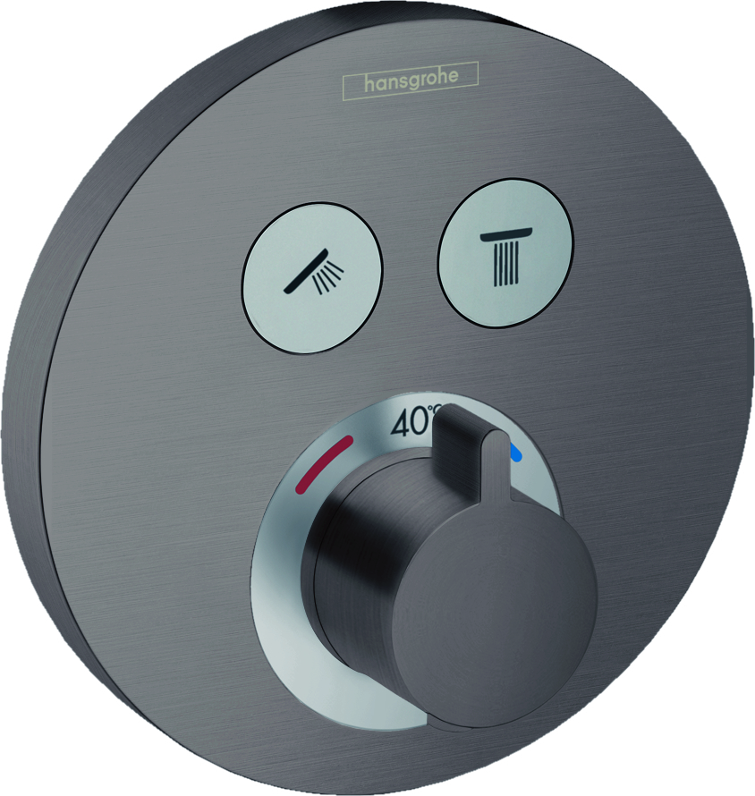 Hansgrohe Set de finition ShowerSelect S 15743340 thermostat à 2 Verbraucher , pour 2 Verbraucher , chrome noir brossé