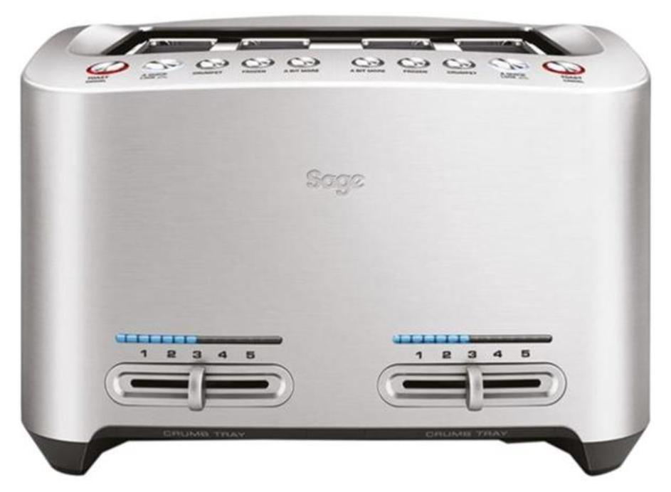 Sage the Smart Toast 4, 4 Scheibe(n), Silber, Edelstahl, Tasten, 290 mm, 280 mm