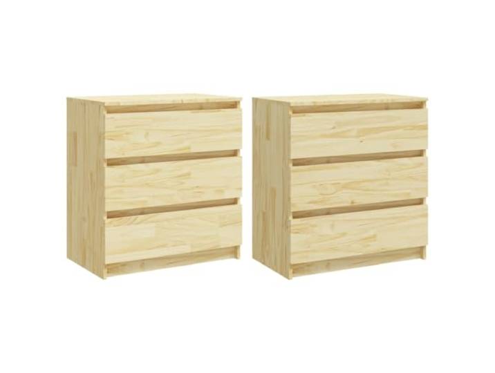 LKJephalotrop 2er Set Nachttisch 60x36x64cm Kiefer Massivholz Schickes 2er Set Nachtkommode fürs Schlafzimmer aus Kiefernholz unbehandelt mit drei Geräumigen Schubladen.