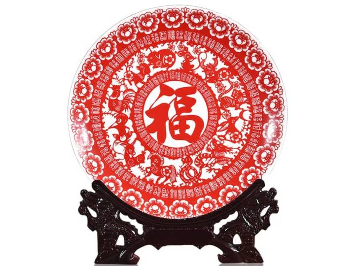 SDFsdfdS Chinesische dekorative Porzellanteller, Chinesische dekorative Keramikteller, Keramik-Hängeteller