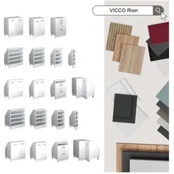 Vicco, Kommode + Sideboard, Dachschrägenschrank Eckschrank Rion, Beton/Anthrazit/Anthrazit, 75.6 x 81.6 cm mit 1 Tür