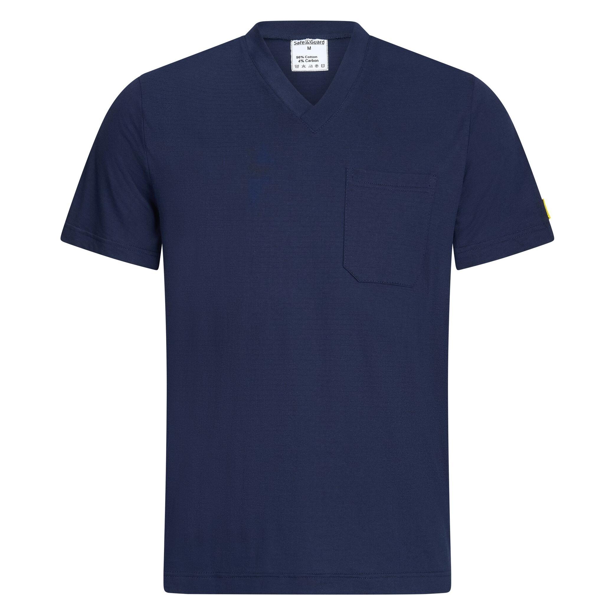 Safeguard ESD-T-Shirt mit Brusttasche, V-Ausschnitt, 150g/m², marineblau, 3XL (3XL) (SG-TS-MB-150-K20-TASCHE-3XL)
