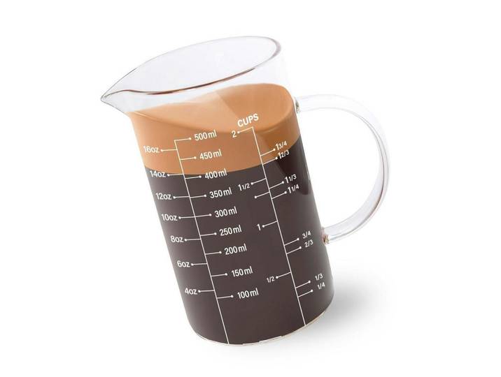 Messbecher Glas 500 ml mit drei Skalen und Auslauf, Transparent, Backen & Backzubehör, Messbecher
