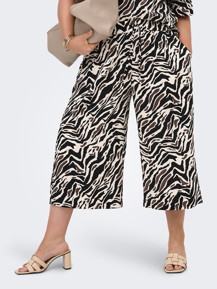 ONLY Carmakoma Culotte in Creme/ Schwarz - 50