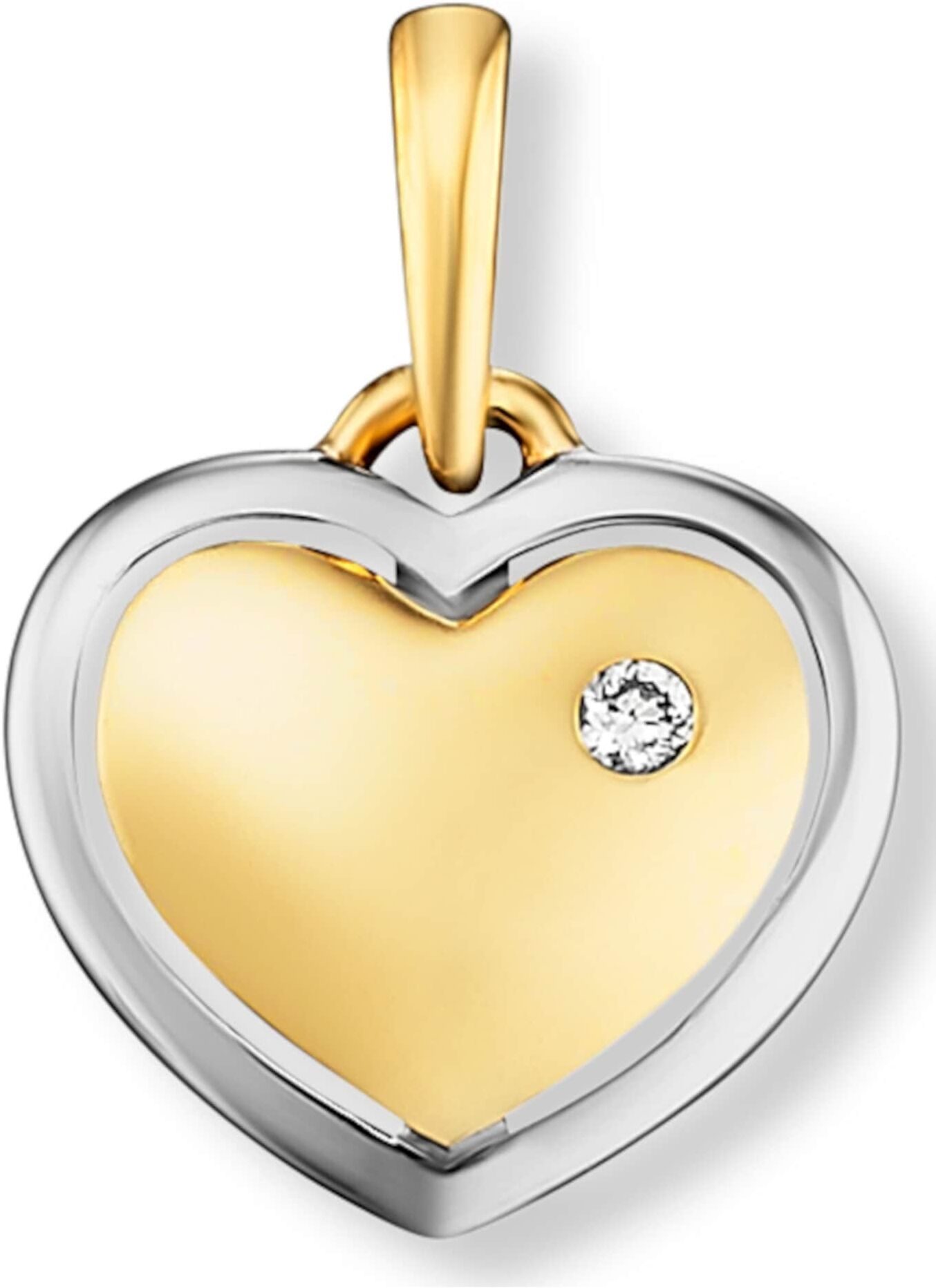 Kettenanhänger ONE ELEMENT "0.01 ct Diamant Brillant Herz Anhänger aus 585 Gelbgold", gold, Schmuckanhänger, Damen, Gelbgold 585, Kettenanhänger