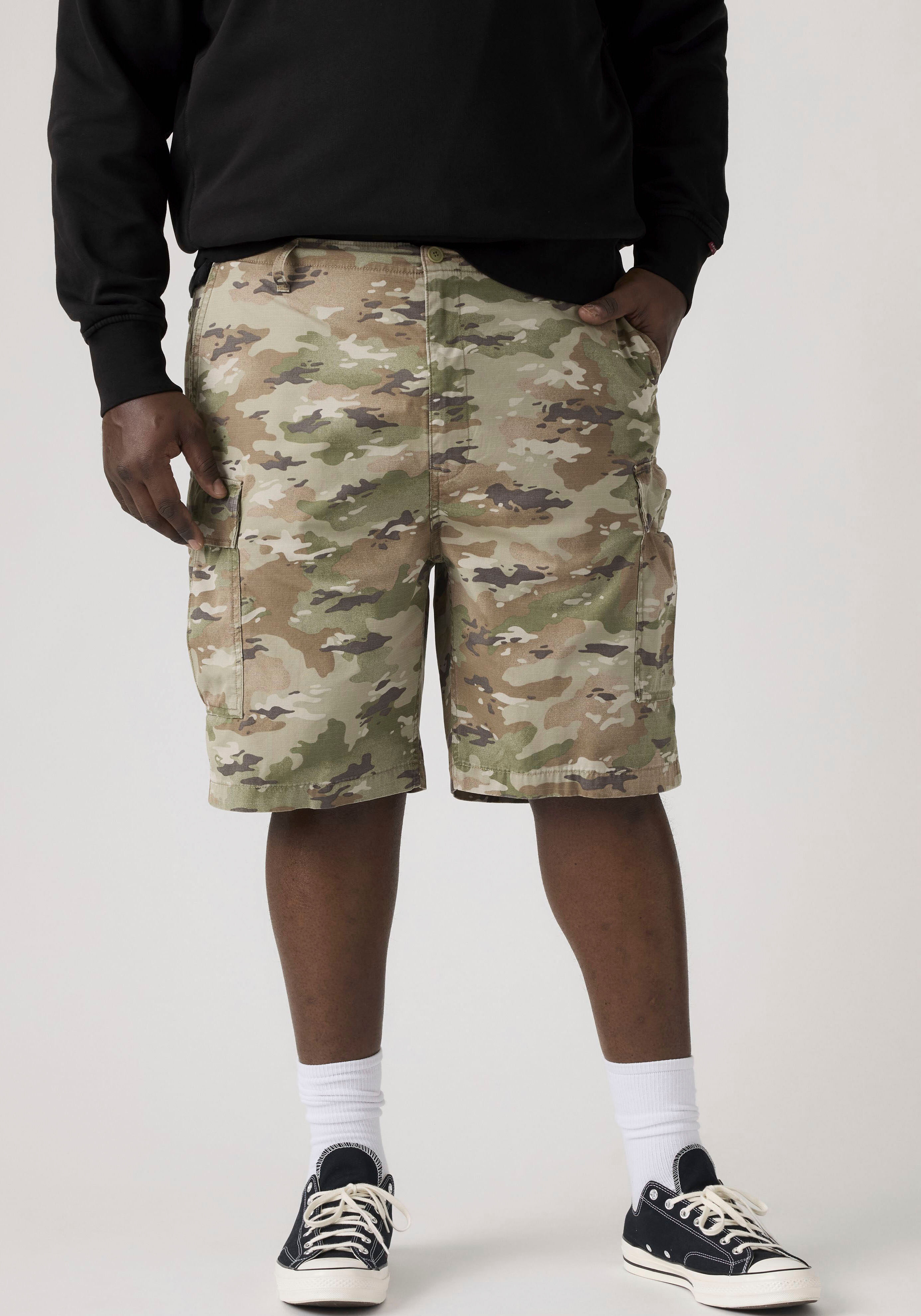 Cargoshorts LEVI'S PLUS, Herren, Gr. 48, N-Gr, ombre camo soft camo rpstp print, Web, Obermaterial: 100% Baumwolle, bequem knielang, Hosen Cargoshorts, Sommerhose ombre camo soft camo rpstp print 48, N-Gr