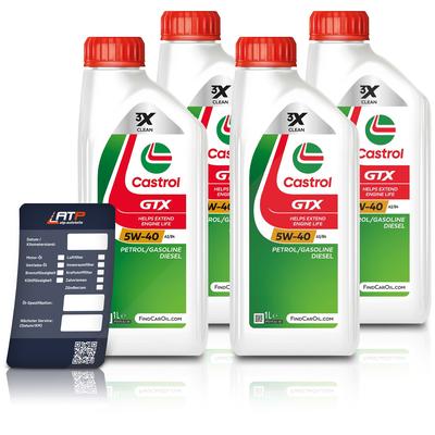 Castrol 4x 1 L GTX 5W-40 A3/B4 + Ölwechsel-Anhänger [Hersteller-Nr. 15F686]