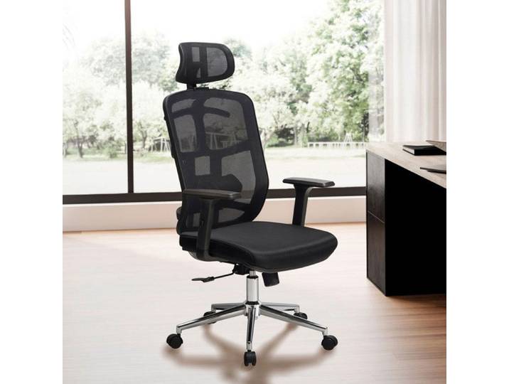 AMSTYLE Chaise de Bureau Tissu Noir Fauteuil Ergonomique Siège Pivotante 120 kg