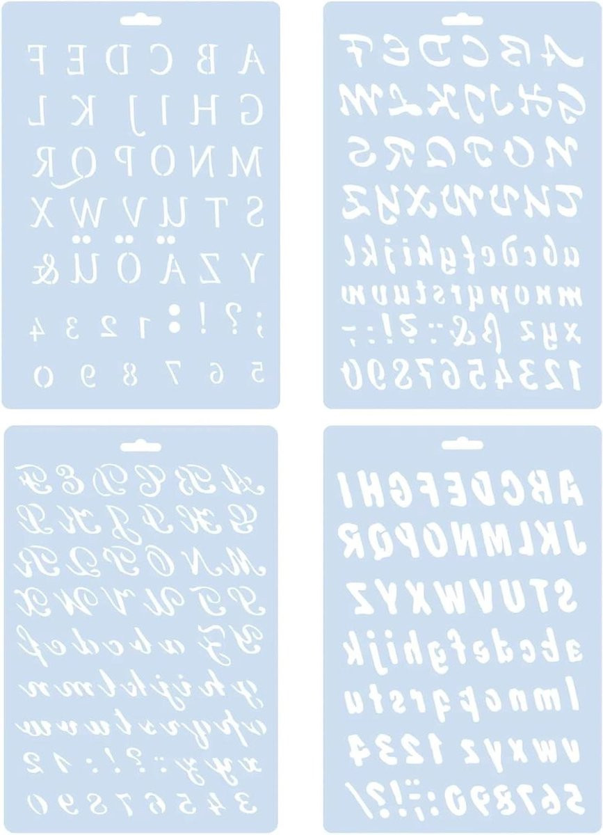 Lettersjablonen Set Alfabet Sjabloon Wit A4 formaat