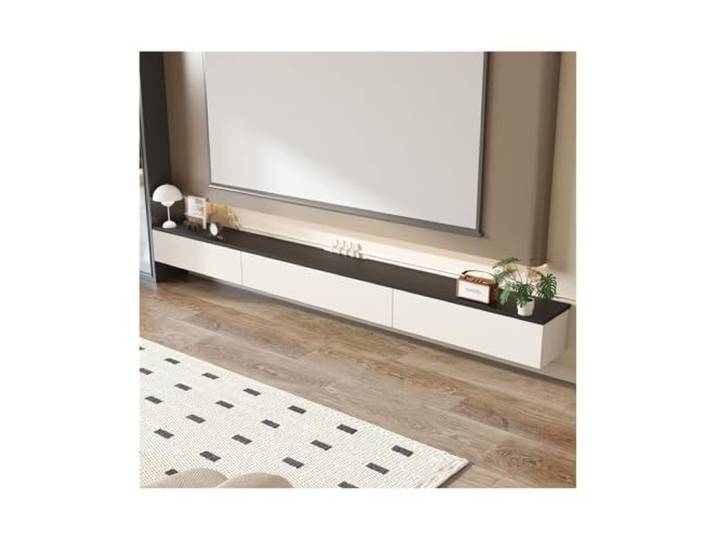 Vfs8dQ5kt Medieneinheit Schwimmender TV-Ständer, schwebender Schrank, Unterhaltungs- und Medienkonsolen-Center(White Black,160x24x20cm)