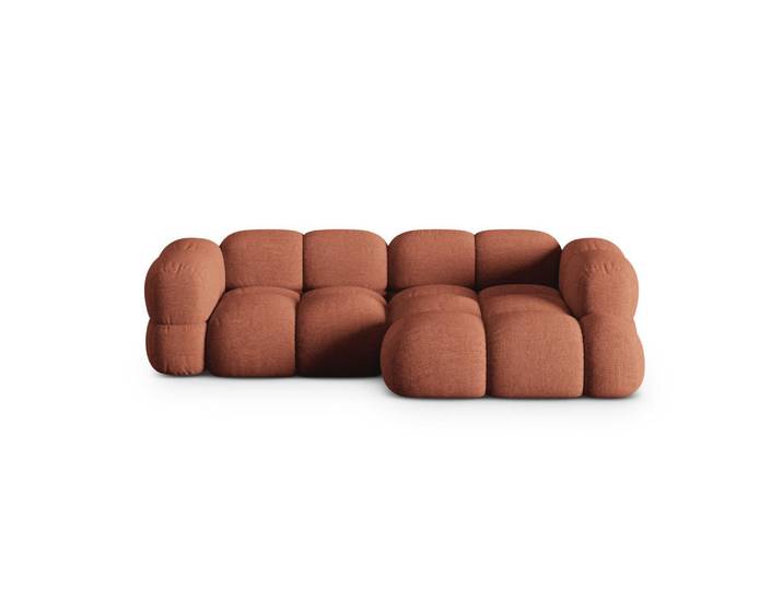 Cosmopolitan Design Ecksofa rechts Loretto aus strukturiertem Stoff koralle 3 Sitzplätze, Koralle, 250x147 cm, Wohnzimmer, Sofas & Couches, Wohnlandschaften, Ecksofas