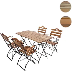 Biergarten-Set HWC-J40, Bistroset Klapptisch Klappstuhl, Gastronomie-Qualität Akazie MVG-zertifiziert ~ naturfarben