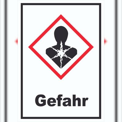 HB-Druck Schild Gesundheitsgefahr Gefahr Sensibilisierung der Atemwege hochkant A3 Rückseite selbstklebend