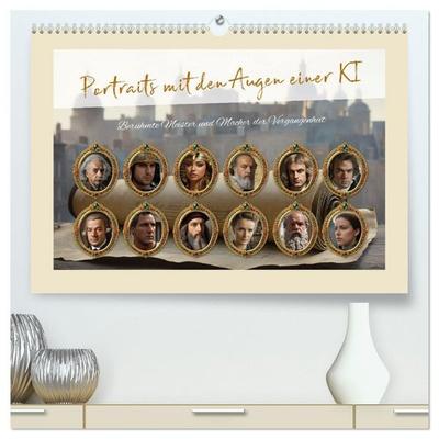 Portraits mit den Augen einer KI (hochwertiger Premium Wandkalender 2027 DIN A2 quer), Kunstdruck in Hochglanz
