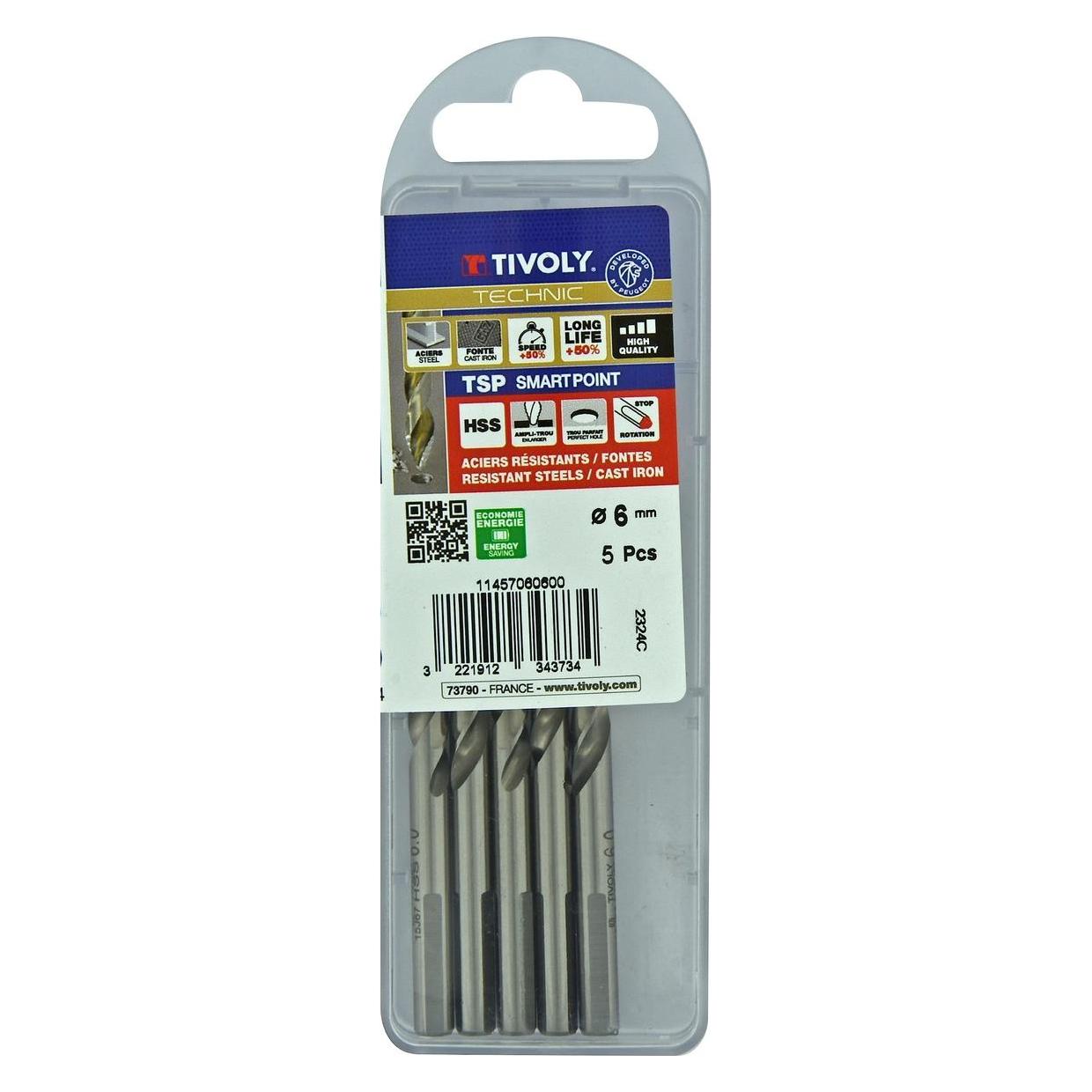 Tivoly Metallbohrer 6,0 x 93 mm, progressive Spitze Smart Point - 5 Stück (6,00 mm) (36961802)