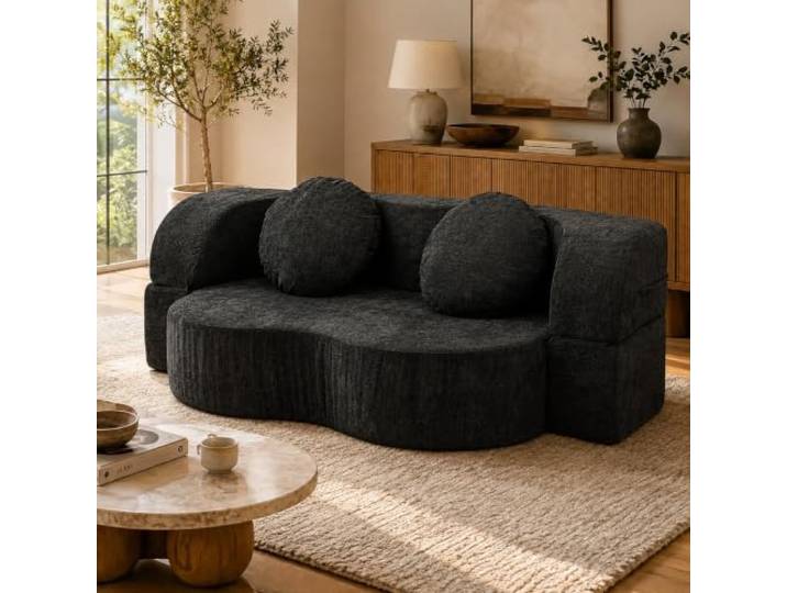 FXLKLUXE Rahmenloses Schlafsofa,Bodensofa aus waschbarem Chenille Schaumstoff mit hoher Dichte, vakuumverpackt, rahmenloses Design, ideal für kleine Räu