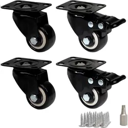 PRIOstahl Schwarze Transportrollen 40mm 2x Lenkrollen + 2x Bremsrollen inkl. Befestigungsmaterial