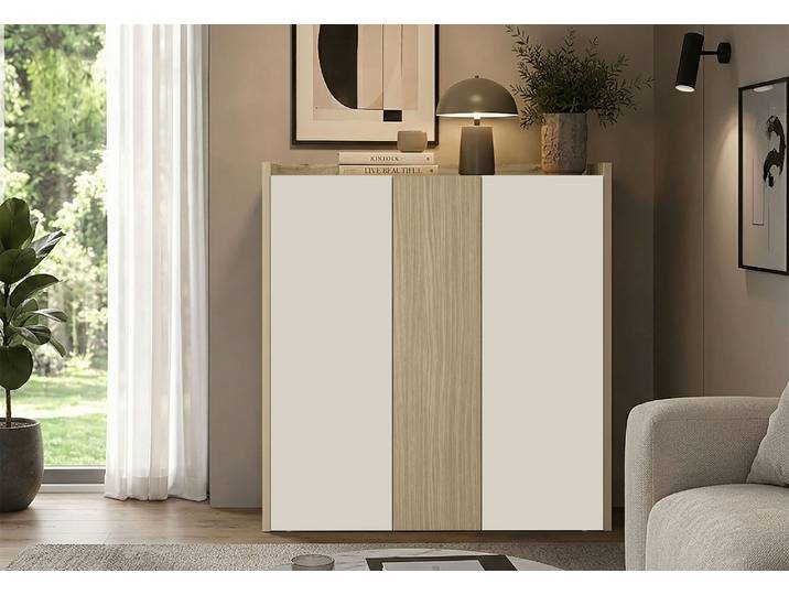 Highboard OTTO HOME Highboard ALTEA, Kommode, Schrank, Kredenz , beige (eiche chopin, kaschmir matt), B:112,5cm H:120cm T:40cm, Sideboards, Highboard, Mit 3 Drehtüren, 6 Innenfächern, B.112,5 cm