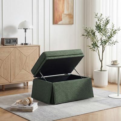Lumibee Rectangle Chenille Upholstered Storage Ottoman